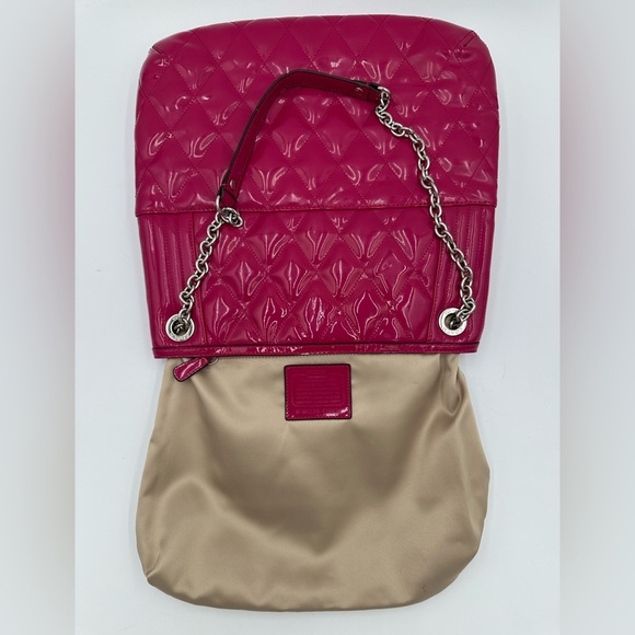 Coach Pink Poppy Liquid Glass Quilted Shoulder/ Crossbody Bag - Picture 10 of 11